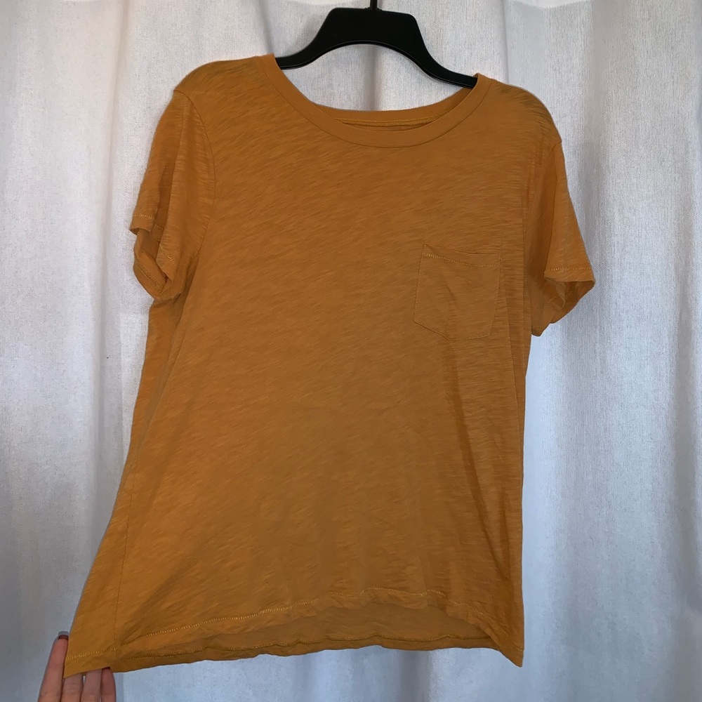 mustard yellow t-shirt with pocket